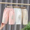 Girls' Summer Cropped Pants Children's Embroidered Breathable Thin Mid Length Pants Summer New Style Girls' Pants
