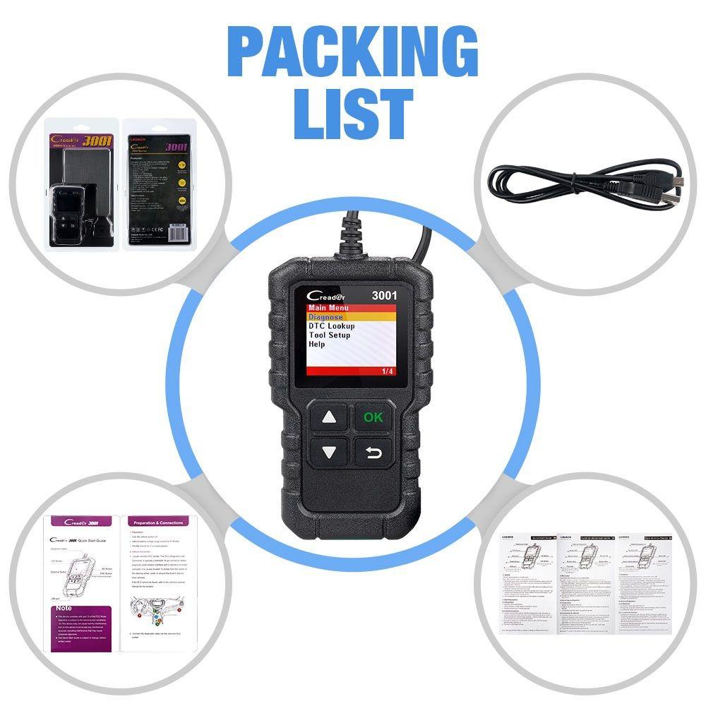 LAUNCH X431 CR3001 Code Reader Support OBDII / EOBD Creader 3001 OBD2 Car Diagnostic Tools Professional OBD 2 Scanner PK ELM327