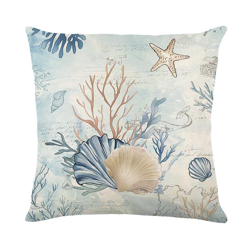 45X45 Ocean Print Pillowcase Mediterranean Style Pillow Cover Cushion Covers Home Living Room Sofa Couch Seat Decor 1Pc/4Pcs