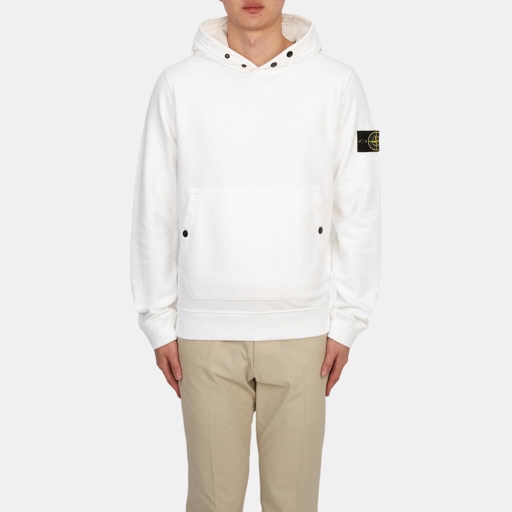 STONE ISLAND FW23 Свитшот с капюшоном и длинными рукавами с однотонным логотипом Мужской свитшот Белый 791561720-V0001