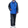 [Aaronlive] Unisex Waterproof Rain Suit, Windproof Jacket & Pants with Reflective Strips, Workwear for Cycling, Commuting, Black+Blue, XL