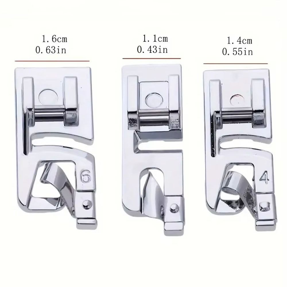 3Pcs/Set Narrow Rolled Hem Sewing Machine Presser Foot  for Household Multi-Function Sewing Machines