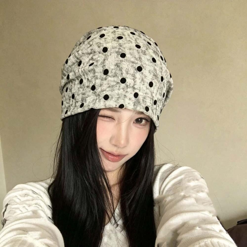 Versatile Style Paisley Beanie Vintage Face Framing Bonnet Polka Dot Cap Photoshoot
