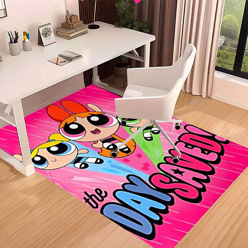 The Powerpuff Girls Printed Absorbent Washable Carpet, Non-Slip Bathroom Mats, Kitchen Rugs, Yoga Mat,Living Room Entrance, Camping Picnic Rugs