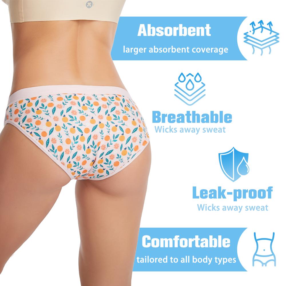 Bulk Washable Organic Cotton 4-Layer Period Panties Women Menstrual Underwear Super Absorbent Overnight Leak-Proof Protection
