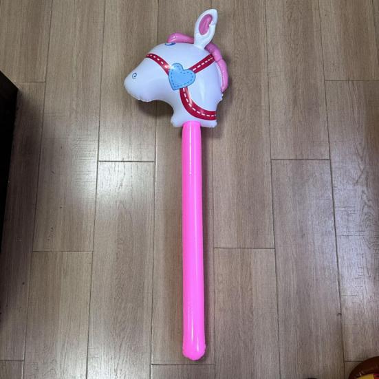 2 шт. Надувная лошадь на палочке 39" ПВХ Детская надувная игрушка-лошадь Легко надувать сдувать Украшение для вечеринки для лошади ковбоя карнавала Рождества дня рождения