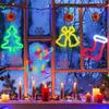 1pc Christmas Tree Neon Light Usb Or Battery Powered Led Elk Sock Lights Suitable For Christmas Bedroom Party Holiday Home Decor