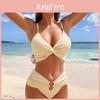 American European And Womens Fashion Sexy Two Pieces Bikini Swimsuit Padded Camisole Swimwear Set High Waisted Tankini Bathing Suit