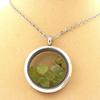 Stones and Minerals. Raw Peridot Necklace. 25 Mm Medallion Model. Color Silver.