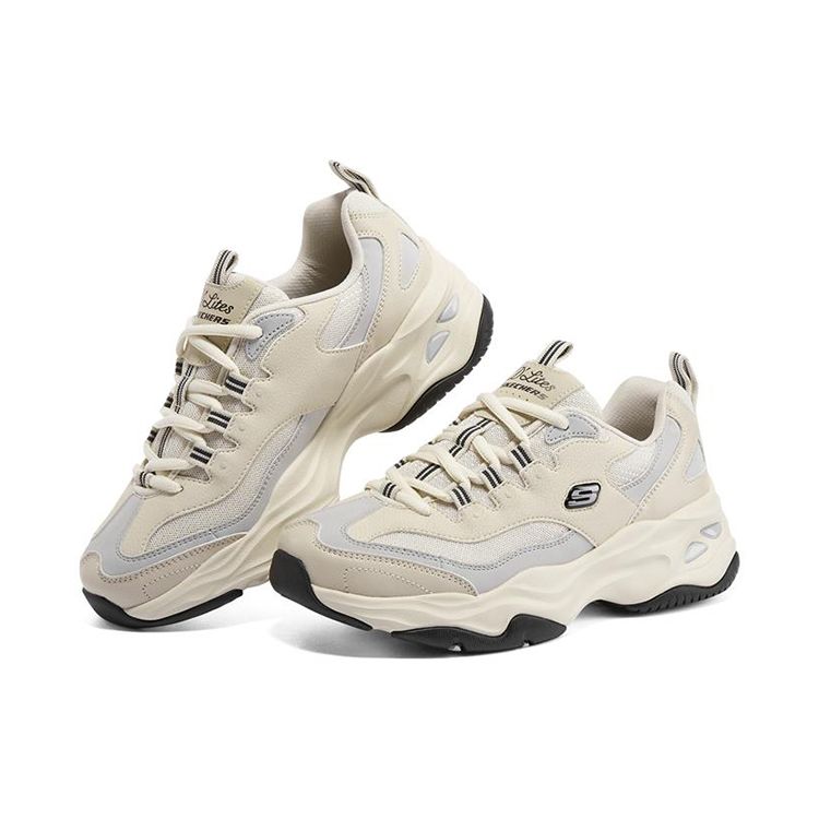 Skechers DLites 4.0 Кожаные Низкие Кроссовки на Шнуровке 'Папины' Женские Кроссовки Натуральный 896144-NTBK
