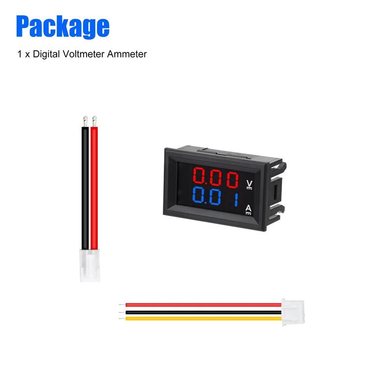 0-100 В 10 А цифровой вольтметр амперметр двойной дисплей детектор напряжения измеритель тока панель амперметр вольтметр 0,28" красный синий светодиод