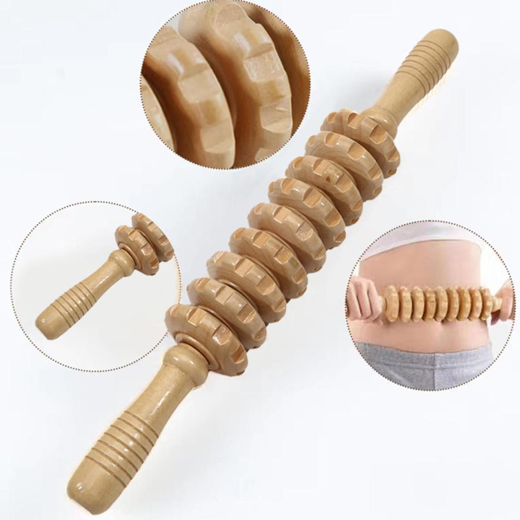 Wooden Therapy Massager Roller Trigger Point Massager Stick for Fascia Cellulite Muscle and Abdomen Body Muscle Belly Relief Tool