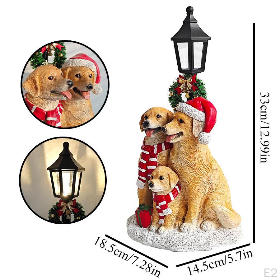 Christmas Animal Sculpture Xmas Dog Ornament Golden Retriever Family Figurine for Yard Art