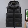 Зимняя мужская куртка без рукавов с капюшоном, парка, повседневный толстый теплый черный жилет для мужчин, верхняя одежда