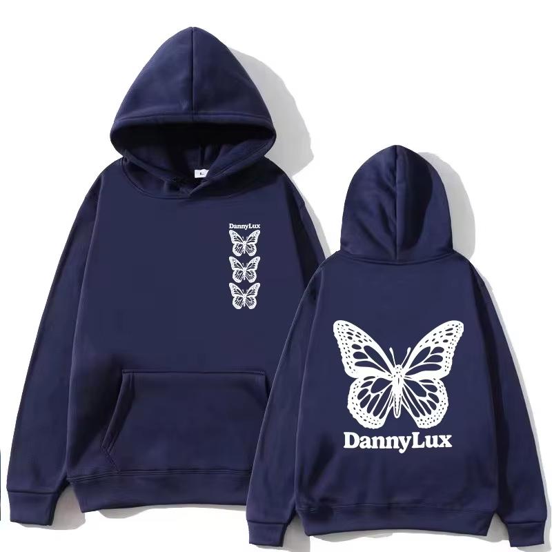 Осень/Зима Корейский Dannylux - Мужская и Женская Худи с Длинным Рукавом и Узором Бабочки Модная Хип-Хоп Одежда Новая Спортивная Одежда