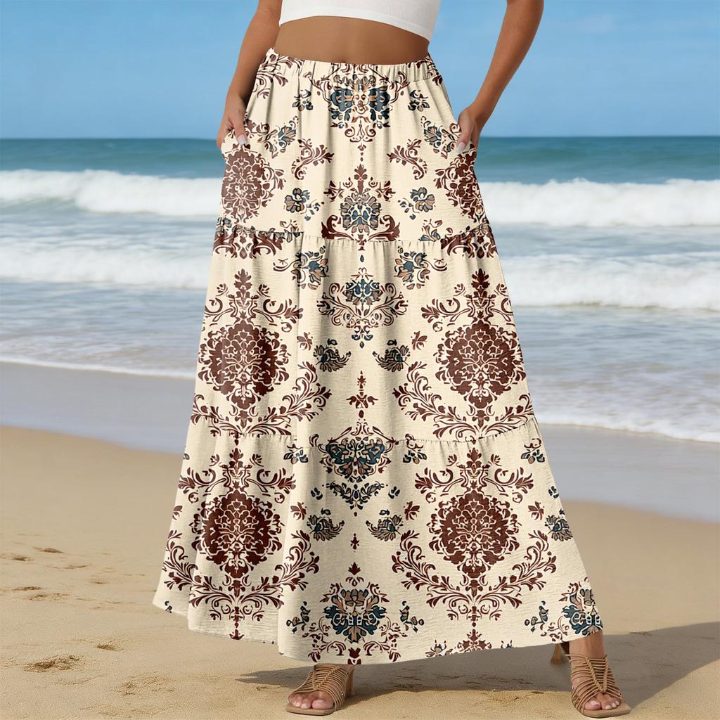 Женская Повседневная Юбка А-силуэта с Высокой Талией и Шнурком Цветная Юбка С Карманами