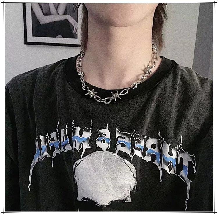 Минималистичное панк колье-чокер и браслет, дерзкая уличная одежда, хип-хоп украшения для женщин и мужчин, готическая цепь, колье на ключицу, подарок