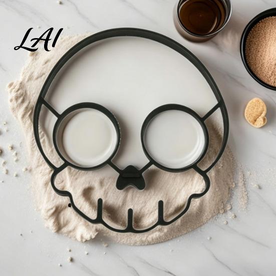 Poached Egg Mold Fried Mold Halloween Theme Skull Shape Silicone Non-Stick High Temperature Resistant Temp Ring Breakfast Cooking Tool Kitchen