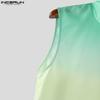 INCERUN 2PCS Men Sleeveless One Shoulder Gradient Tank Tops and Long Harem Pants Outfits Sets