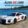 RUM1:24 Scale R8 LMS Genuine License Alloy Car Model Light Effect Diecast Car Toys for Boys Baby Toys Birthday Gift Car Toys Kids Toys Car Model