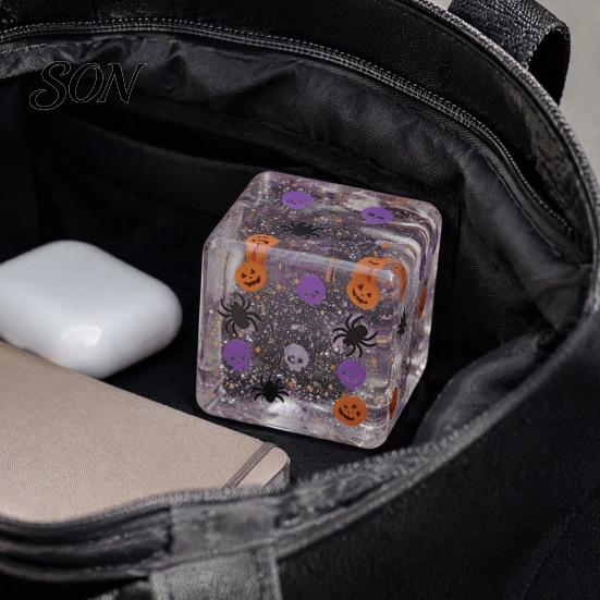 Cube Squeeze Toys Halloween Stress Sensory Toy, Toy with Pumpkin Skull Anxiety Relief Gadget Spider Pattern, Clear Party