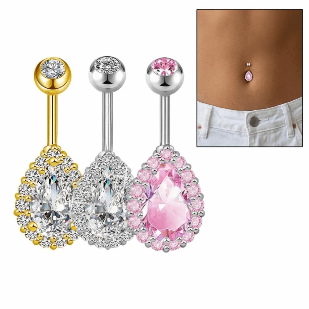 Colorful Belly Button Ring Rhinestone Body Piercing Jewelry Vintage Zircon Navel Ring Girl