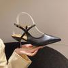 Women Sandals Pointed Toe Elegant Low-heel Shoes Summer Fashion Slingback Woman Mules Shoes Pumps Dress Shoes