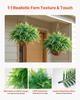 Artificial Ferns, 2 Pcs Fake Hanging Boston Fern Bush Plant with 584 mm Hanging Length, Plastic Faux Greenery for Indoor and Outdoor Decor, For Wall,