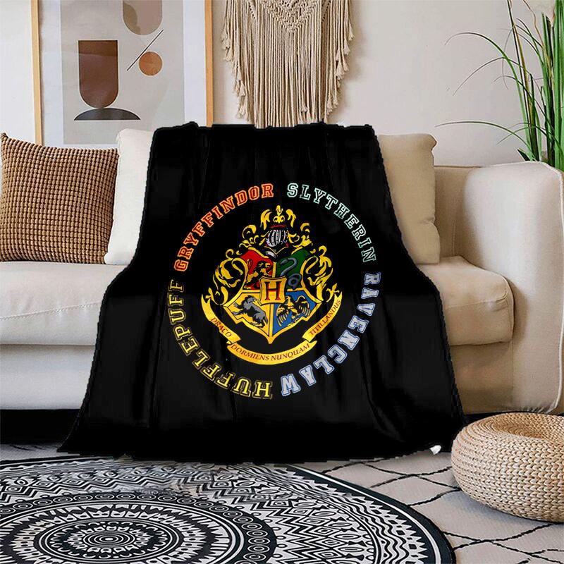 1pc Hogwarts House Crests Cartoon Blanket,Portable Throw for Travel & Camping, All Season Cozy Blanket,Ideal Gift
