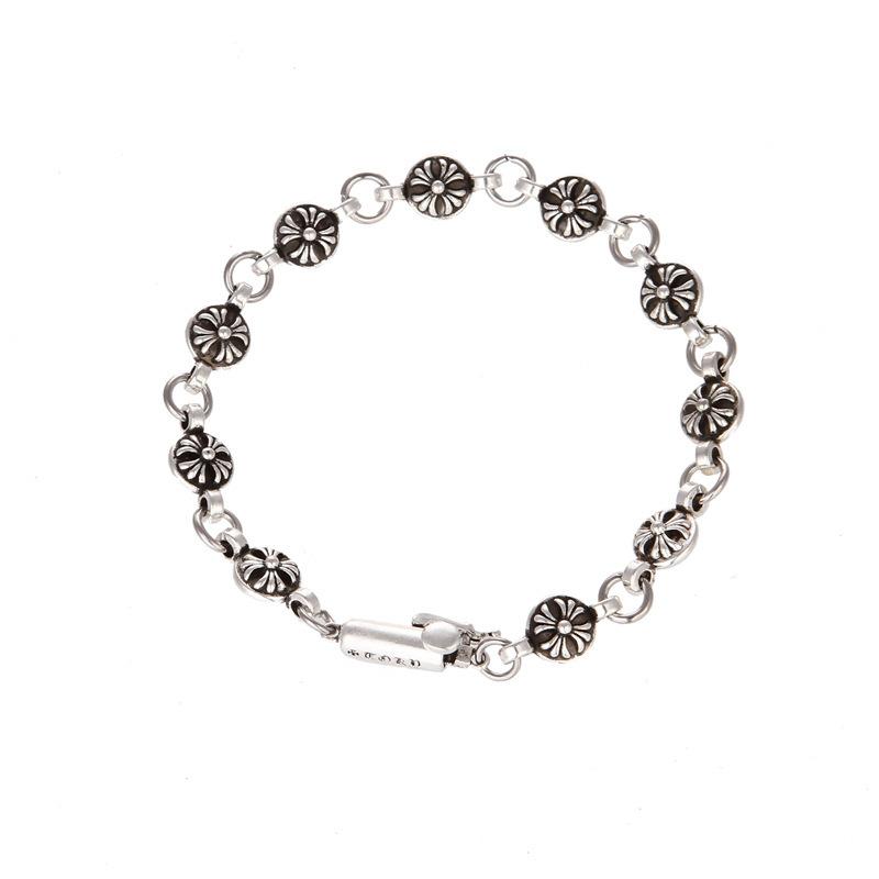 China Crossing Thai Silver Retro Switch Engraved Bracelet Personality Classic Hip Hop Punk Style Couple Hand Accessories