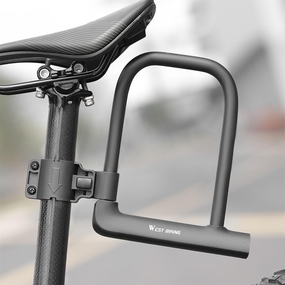 Велосипедный замок WEST BIKING U-Lock, сверхмощный противоугонный замок для велосипеда и мотоцикла с 2 ключами и замком