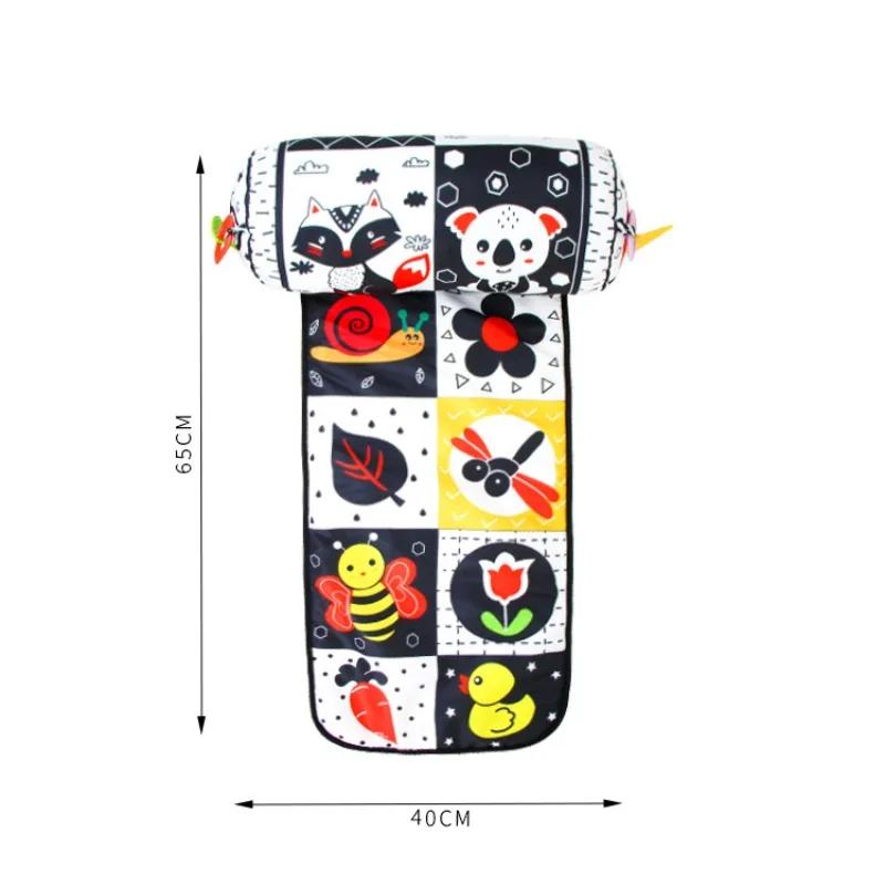 Baby Black And White Tummy Time Pillow Toy Newborn Head Up Training Pillow High Contrast Double-Sided Sensory Lying Pillow