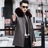 Ni Gou Мужская зимняя кожаная куртка средней и длинной длины из овчины с золотистым мехом норки