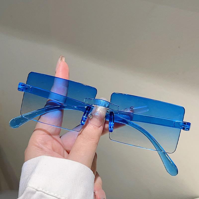 KAMMPT Rimless Rectangle Sunglasses Men New Fashion Gradient Outdoor Shades Women Trendy Simple Beach Vacation Decor Sun Glasses