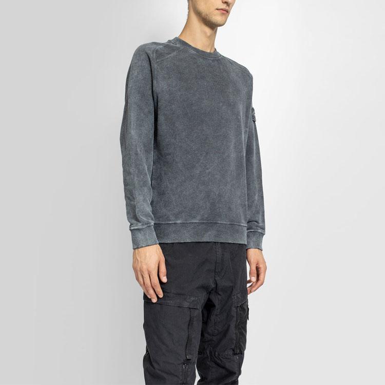 Stone Island Crew Neck Pullover Distressed Long Sleeve Sweater Men sweater Gray 731562290-V2M35