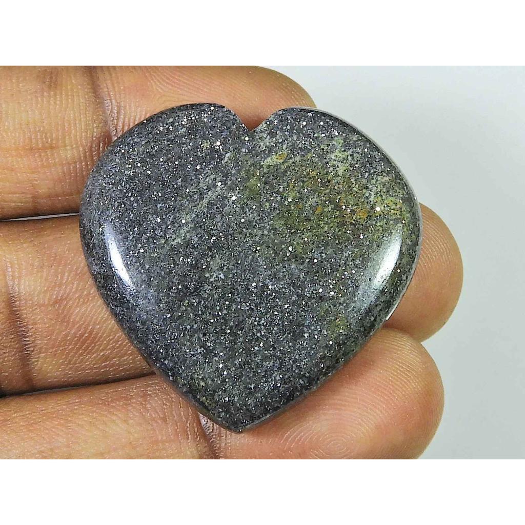 71Cts. Натуральный черный солнечный камень сердце кристалл кабошон свободный драгоценный камень 35X36MM SK-1841