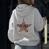 Толстовка EZwear с леопардовым принтом и звездами - Уличная одежда в европейском/американском стиле.