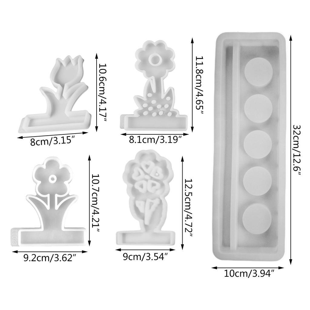 Spring Flower Candle Holder Molds with Long Base Flower Candlestick Tealight Holder Molds for DIY Art Craft Candlestick