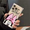 Прозрачный квадратный чехол-трубка для защиты задней панели для iPhone 12 11 14 Pro Max 13 15 Plus 16 ProMax с рисунком Минни