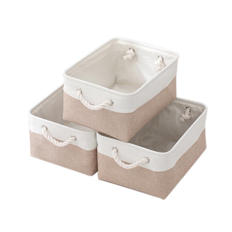 Foldable Storage Basket For Home Supplies Cotton and Linen Organizer Box For Underwear Socks Baby Toys Organizer Accessories