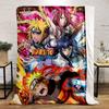 Dynamic anime scene featuring vibrant characters with fiery and glowing effects. for all seasons blanket lunch break throw gift