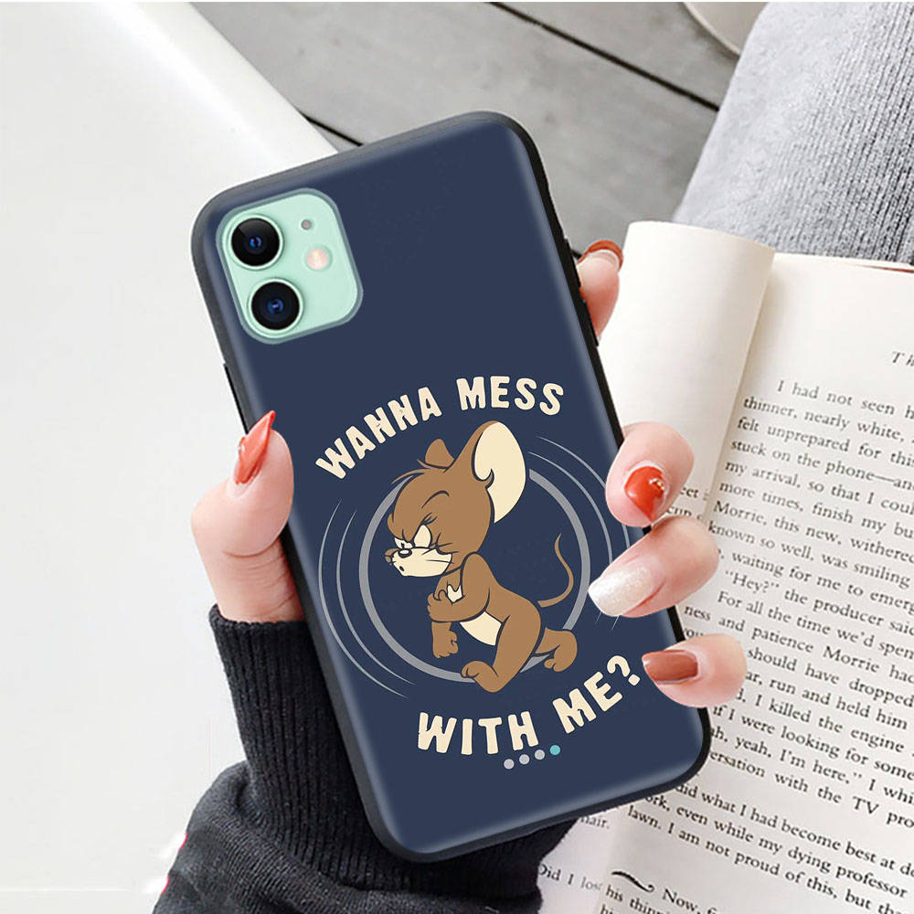 Черный чехол для Xiaomi Poco X6 X4 M5 M6 F5 F6 C65 C55 C50 C51 C40 Pro Redmi 14C A3X 13C 12C 11T 10A 9C Note 7 6 8A Plus C-44 милый Том и Джерри