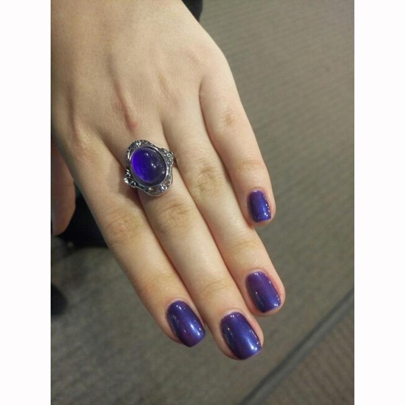 Retro Magic Mood Ring Gem Heart Feeling Color Change Ring Adjustable Temperature Ring 1 Pc