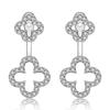 Универсальные серьги-клеверы из стерлингового серебра S925 с четырьмя листочками и подвеской сзади