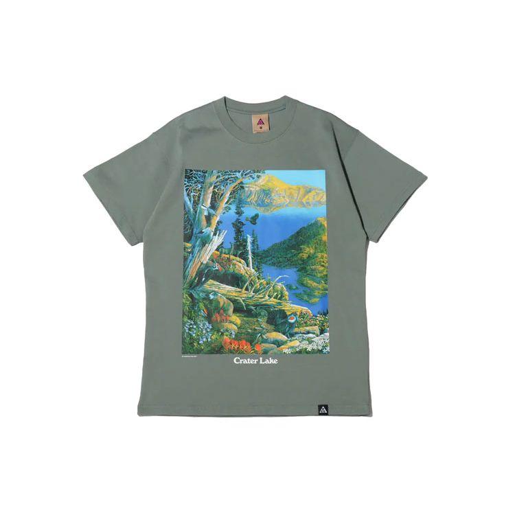 Nike ACG Crater Lake Футболка с круглым вырезом и графическим принтом Мужские топы Зеленые DA4878-365