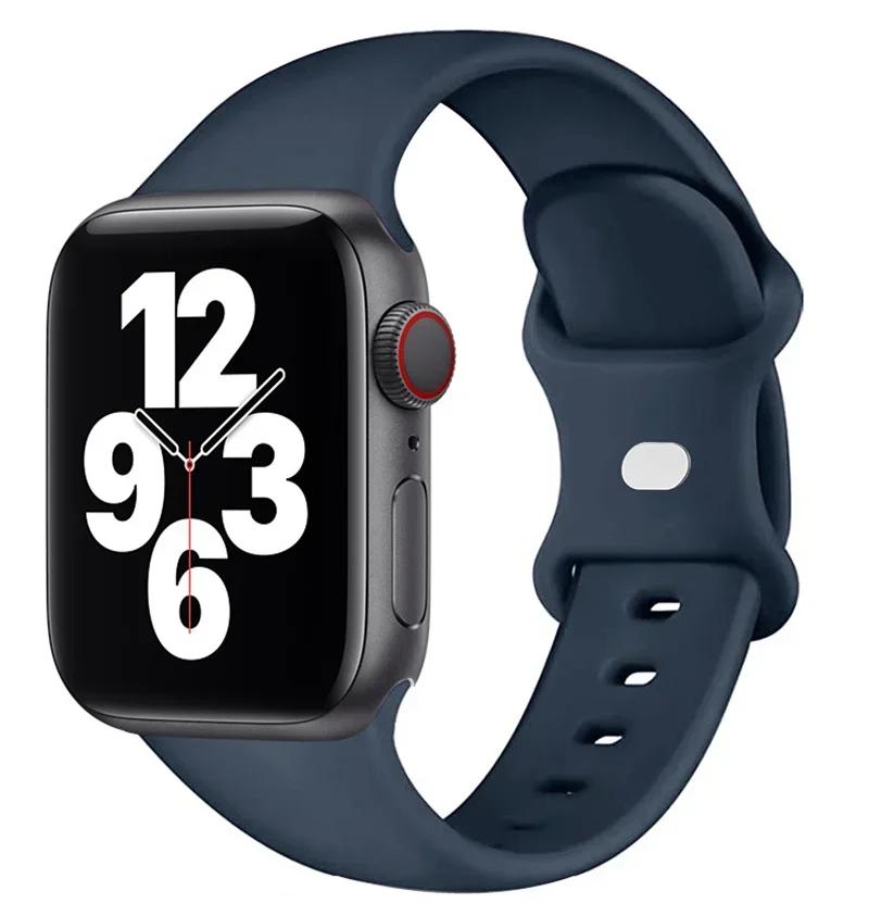 Силиконовый ремешок для Apple Watch 44мм 40мм 45мм 41мм 42-38мм спортивный браслет на запястье iwatch series 8 7 se 3 4 5 6 9 ultra 2 49мм