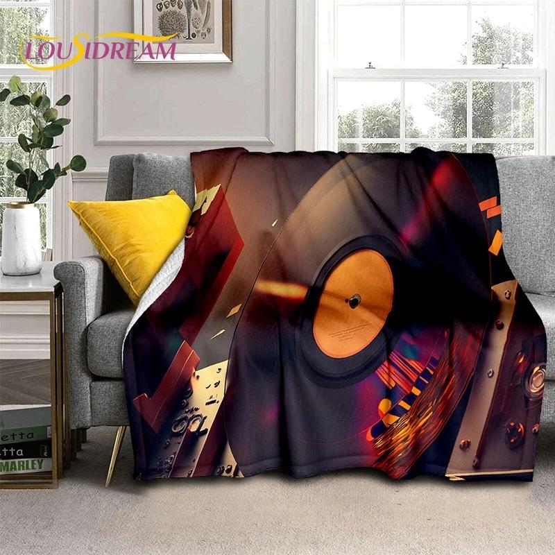 Виниловая пластинка музыка диджей экран лента мягкое фланелевое одеяло для кровати спальни дивана пикника, плед для укрытия на открытом воздухе отдых подарок