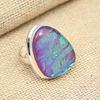 Необычное кольцо ручной работы из твердого серебра 925 пробы с фиолетовым австралийским тройным опалом и драгоценным камнем
