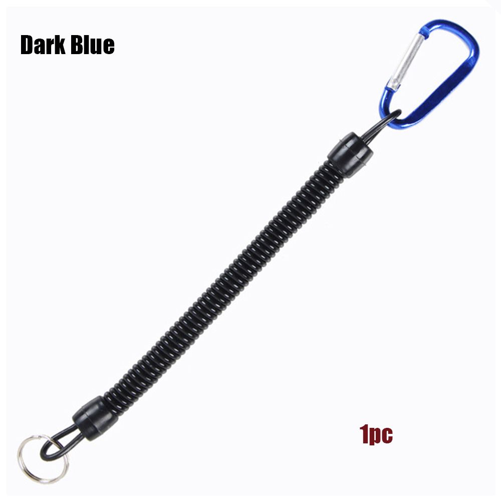 Camping Portable Fishing Lanyards Spring Elastic Rope Camping Carabiner Anti-lost Phone Keychain