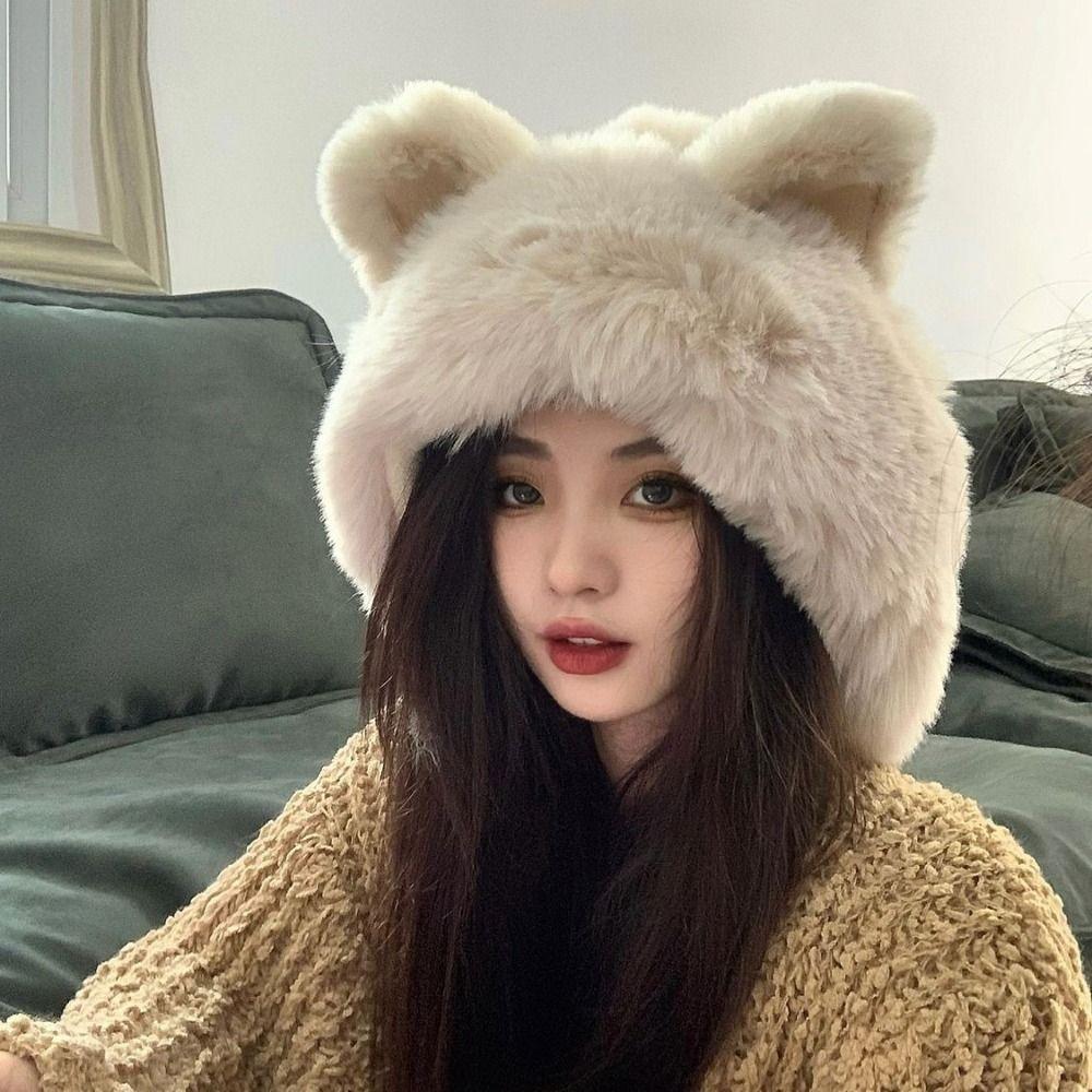 Thickened Winter Hat Fox Ears Warm Hat New Knitted Cap Women